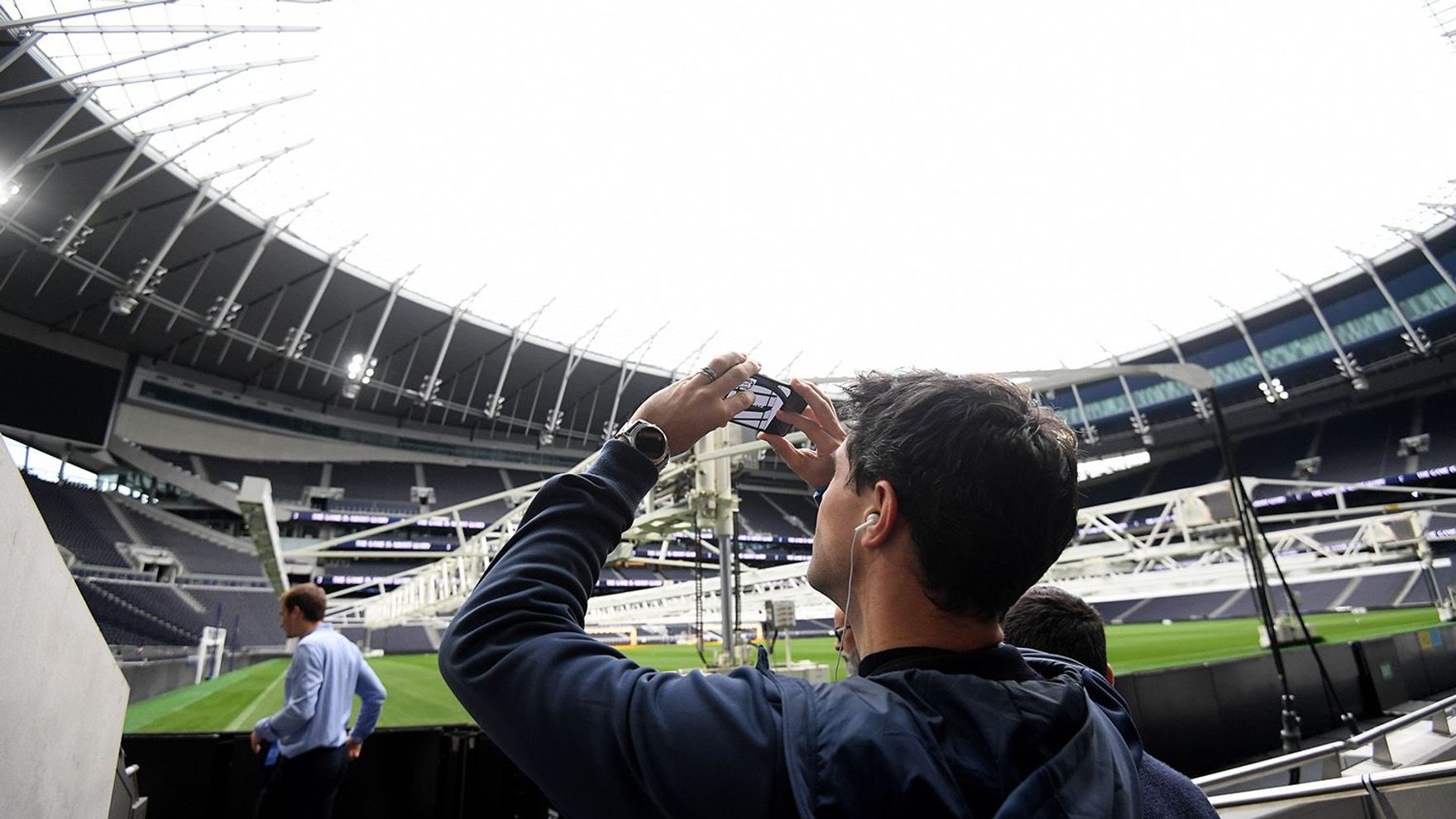 Beneath the retractable football pitch during the Tottenham Hotspur Stadium Technical Tour