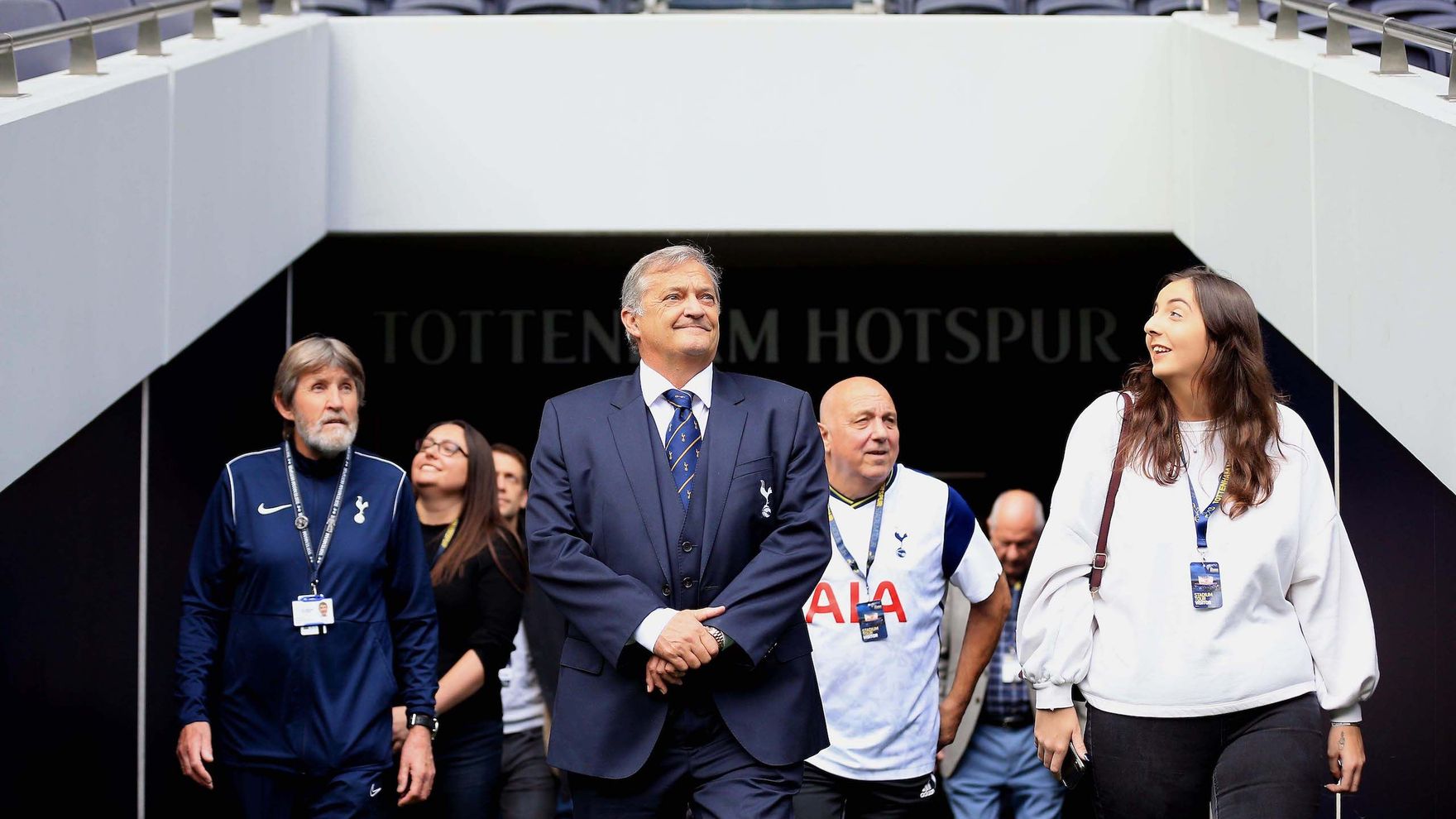 Guided Legends Tour group exploring Tottenham Hotspur Stadium with a club legend